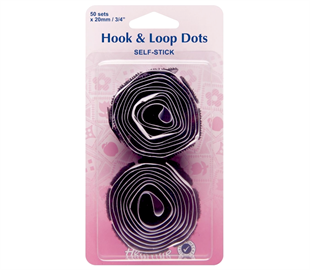 Hemline Hook & Loop - Dots Self-Stick - Black