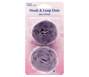 Hemline Hook & Loop - Dots Self-Stick - White