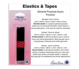 Hemline Elastic - General Purpose Braided - 3mm x 5m Black
