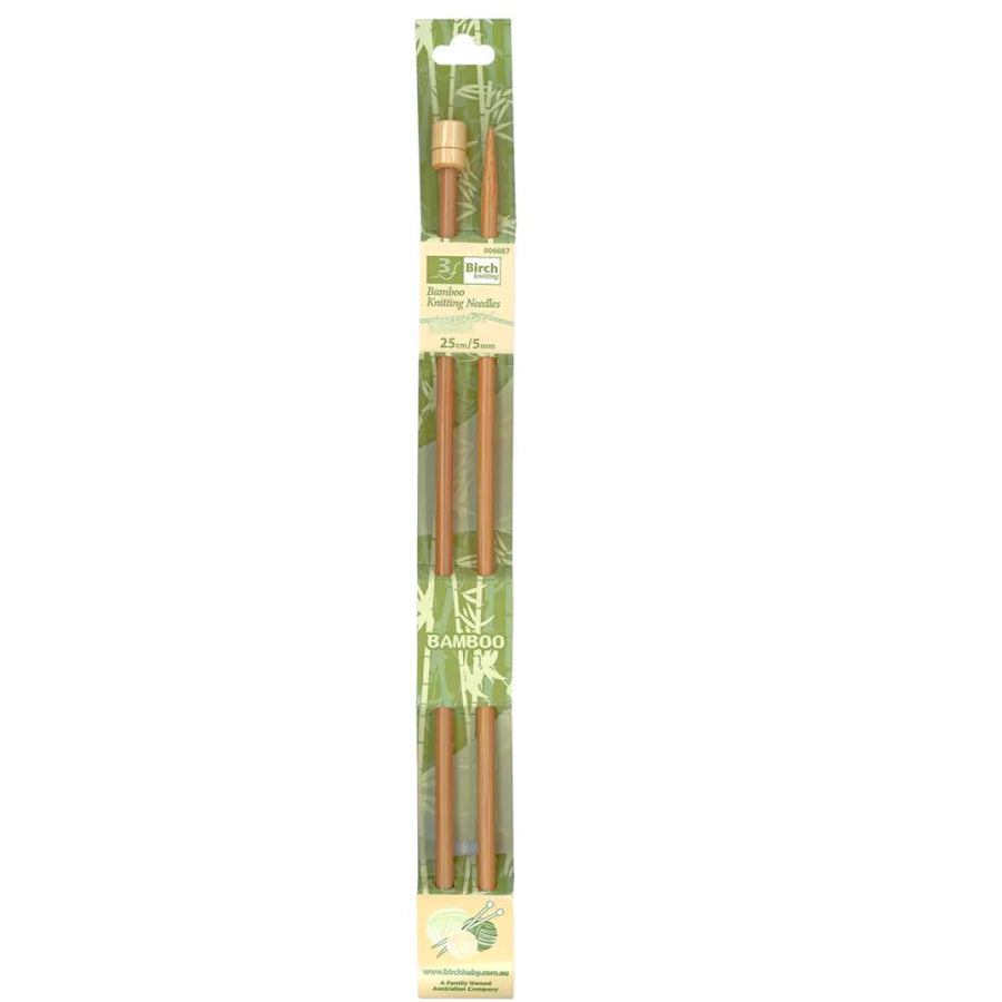 Birch Bamboo Single Pointed Knitting Needles 25cm
