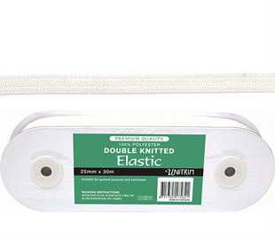 Uni-Trim Elastic Double Knitted - 6mm White
