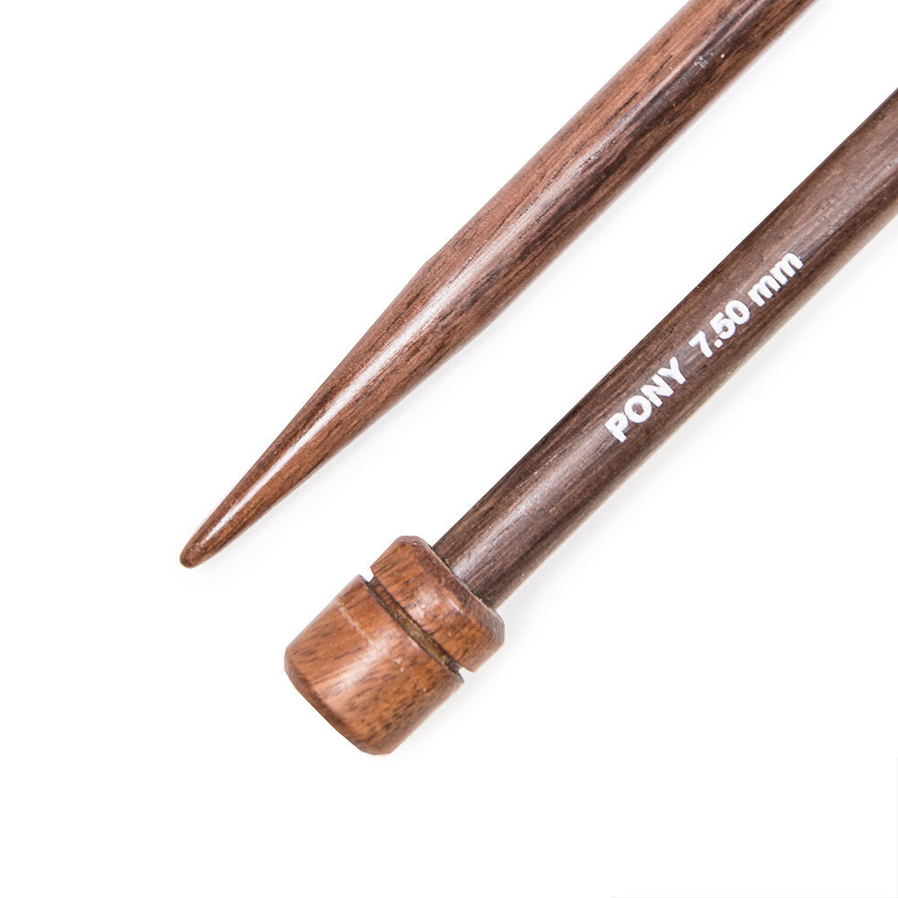 Pony Single Pointed Rosewood Knitting Needles 35cm