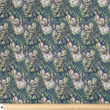 Australiana/Aboriginal Inspired Cotton Prints Design - Koala & Leaf on Navy