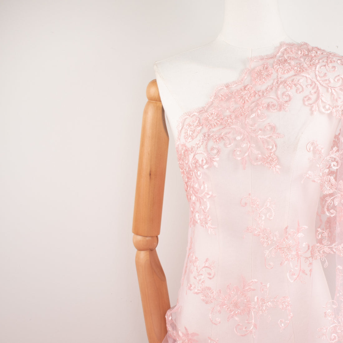 Beaded Embroidered Lace Baby Pink