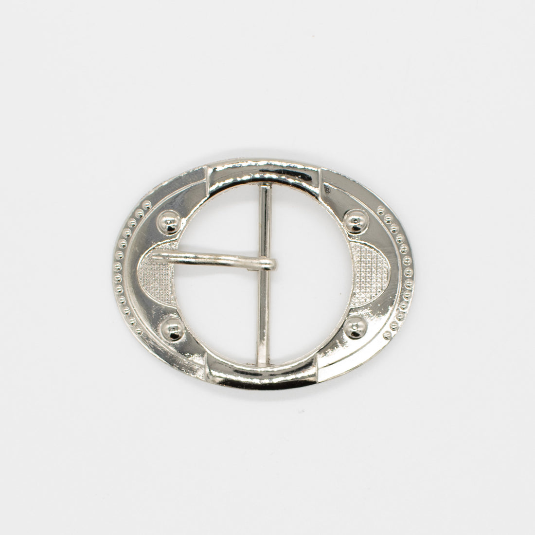 Metal Belt Buckle Silver Round Design-5 70mm x 50mm