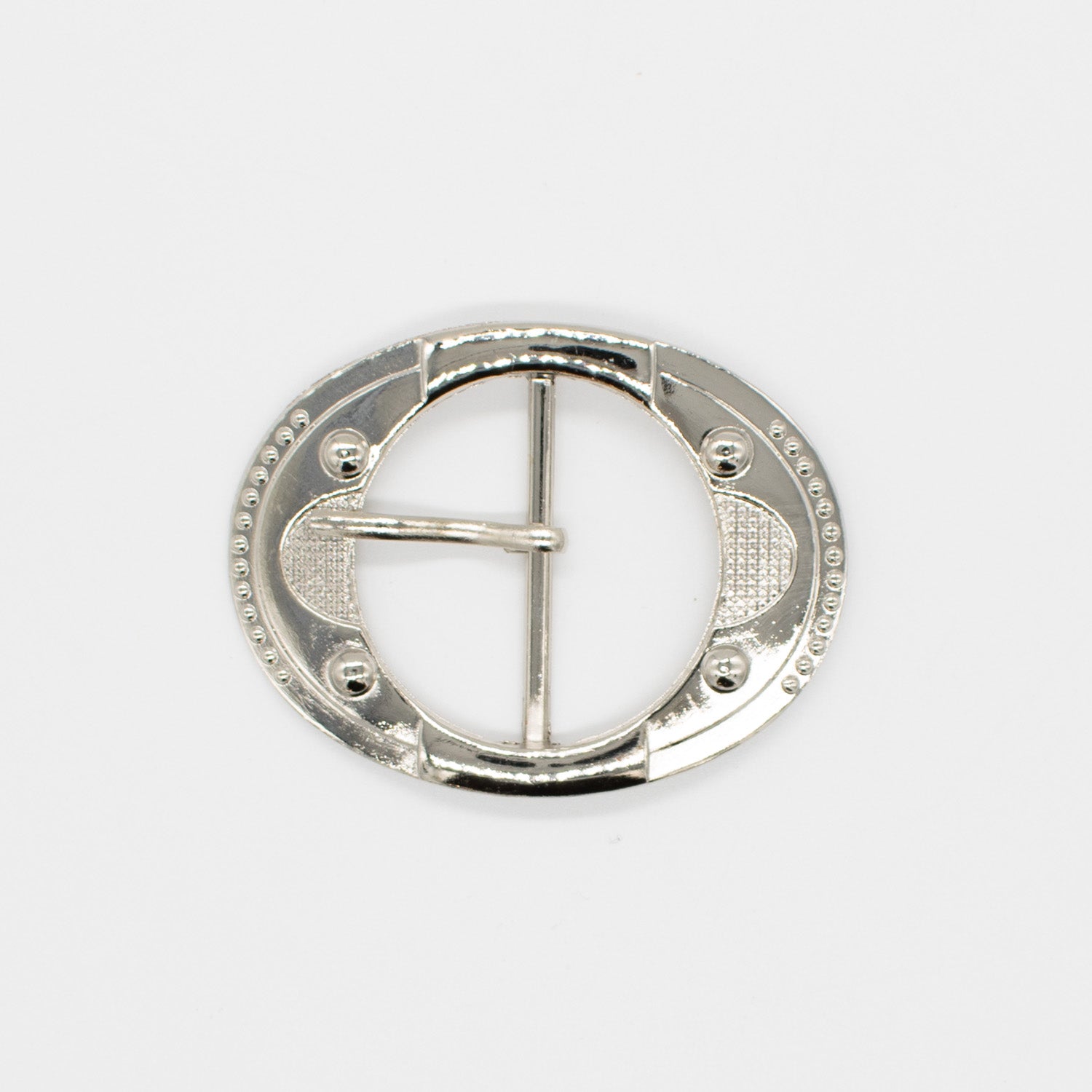 Metal Belt Buckle Silver Round Design-5 70mm x 50mm