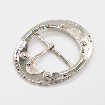 Metal Belt Buckle Silver Round Design-5 70mm x 50mm