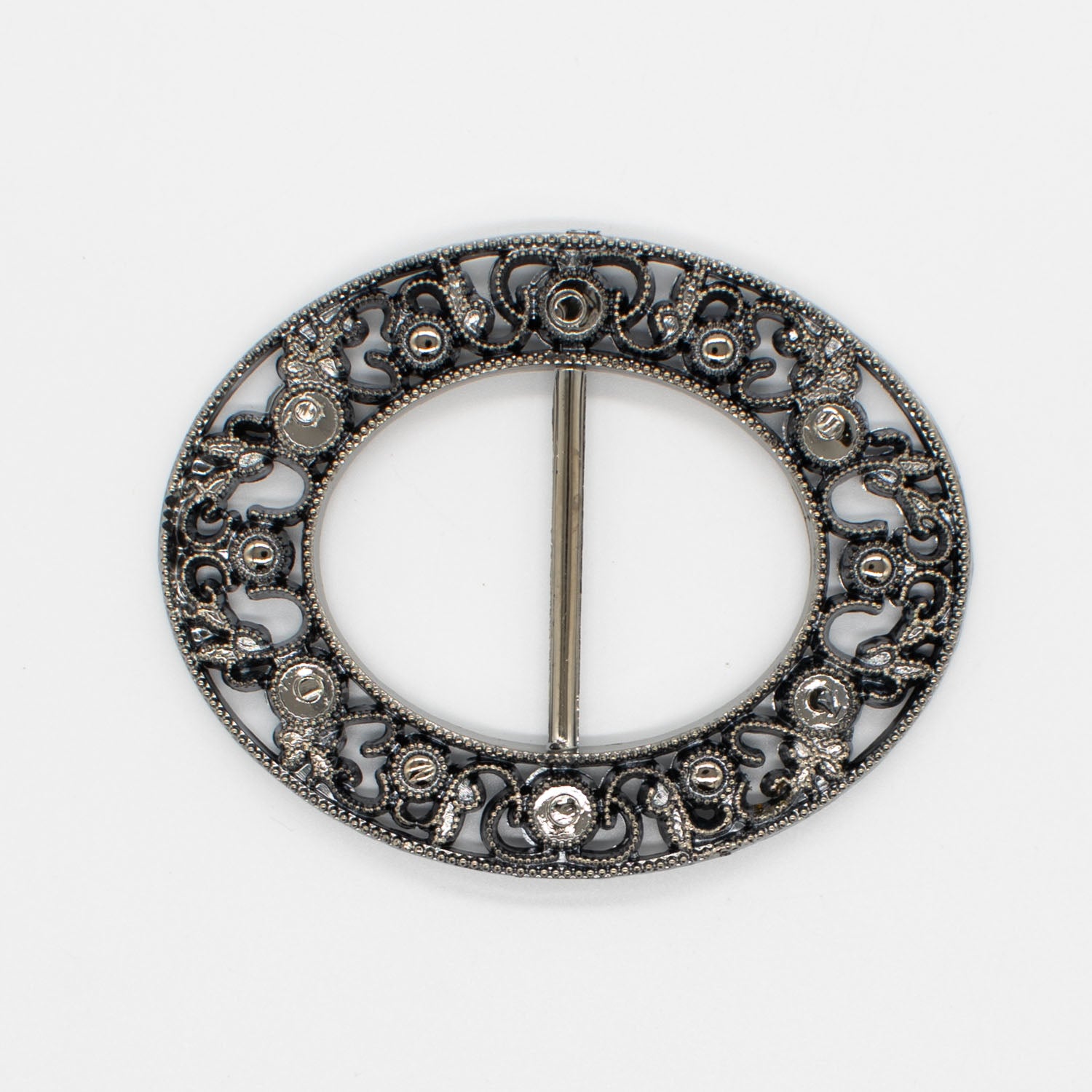 Fashion Scarf Brooch Buckle T Shirt Belt Clip Ring Design-1 Old Silver 90mm x 60mm