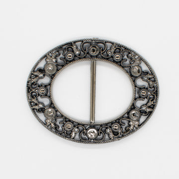 Fashion Scarf Brooch Buckle T Shirt Belt Clip Ring Design-1 Old Silver 90mm x 60mm