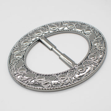 Fashion Scarf Brooch Buckle T Shirt Belt Clip Ring Design-5 Silver 90mm x 70mm