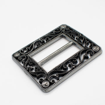 Fashion Scarf Brooch Buckle T Shirt Belt Clip Design-6 Dark Grey 65mm x 6mm