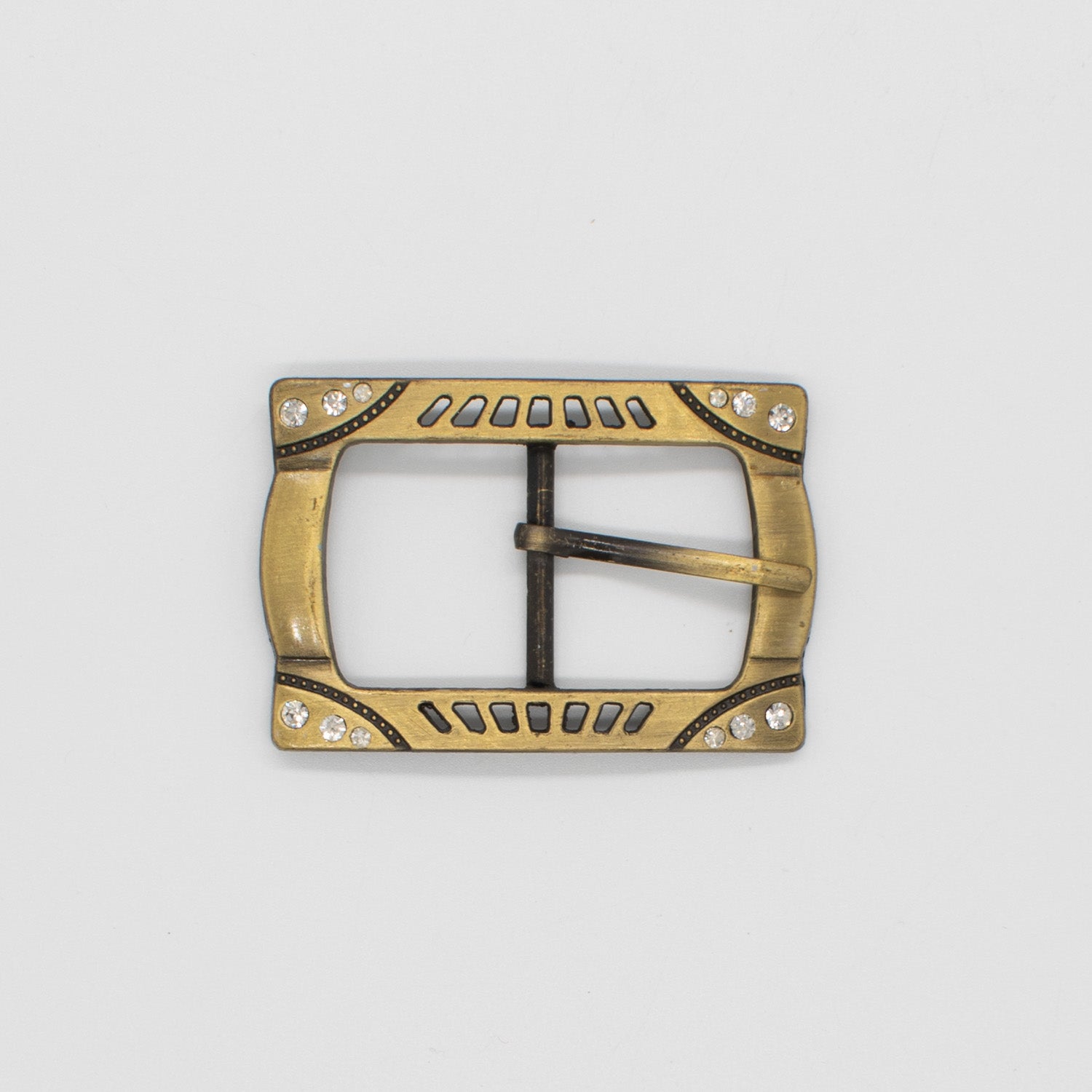 Metal & Diamante Belt Buckle Brass Design-2 60mm x 40mm