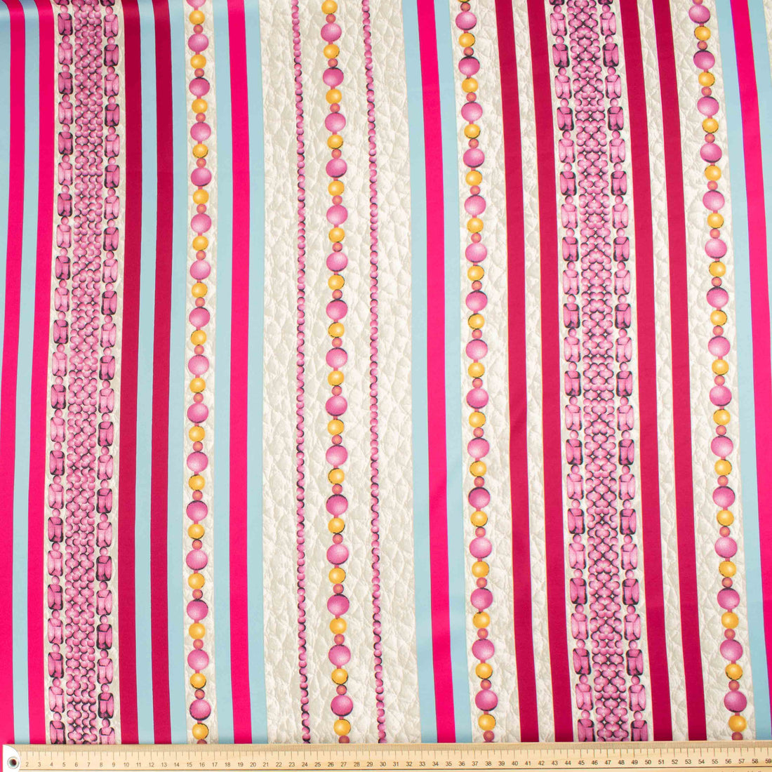 Bernini Sateen Prints Design-7 Pink & Blue Stripes on White