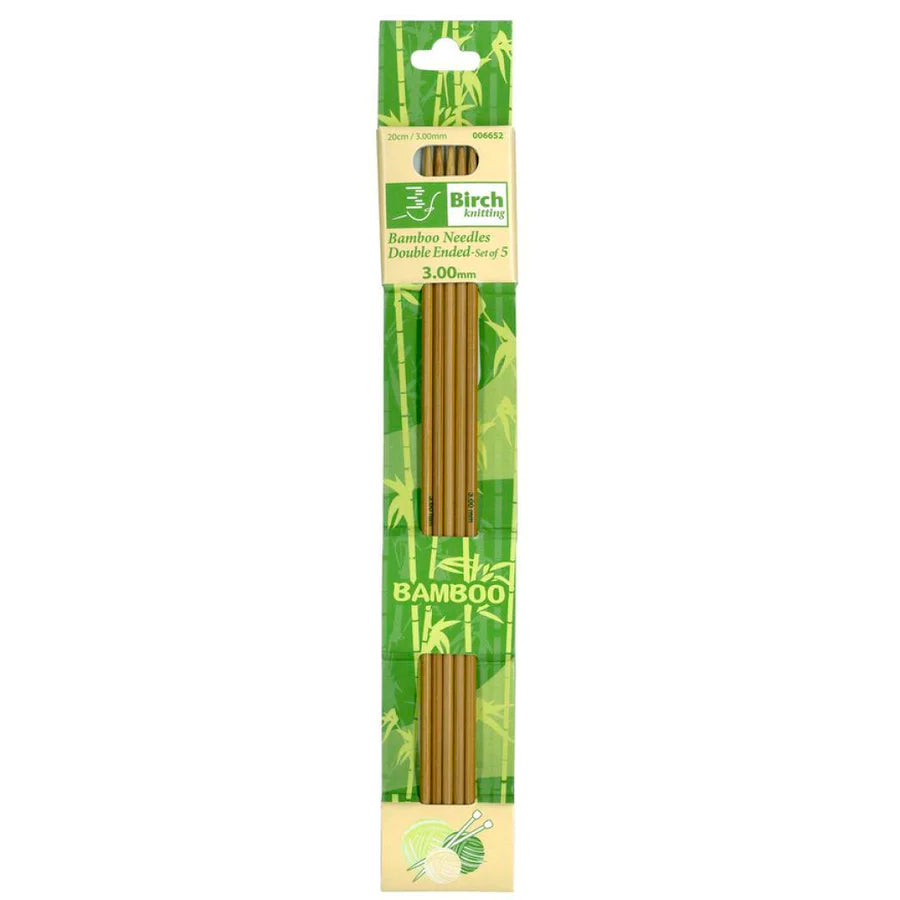 Birch Bamboo Double Pointed Knitting Needles 20cm Set of 5 Homecraft