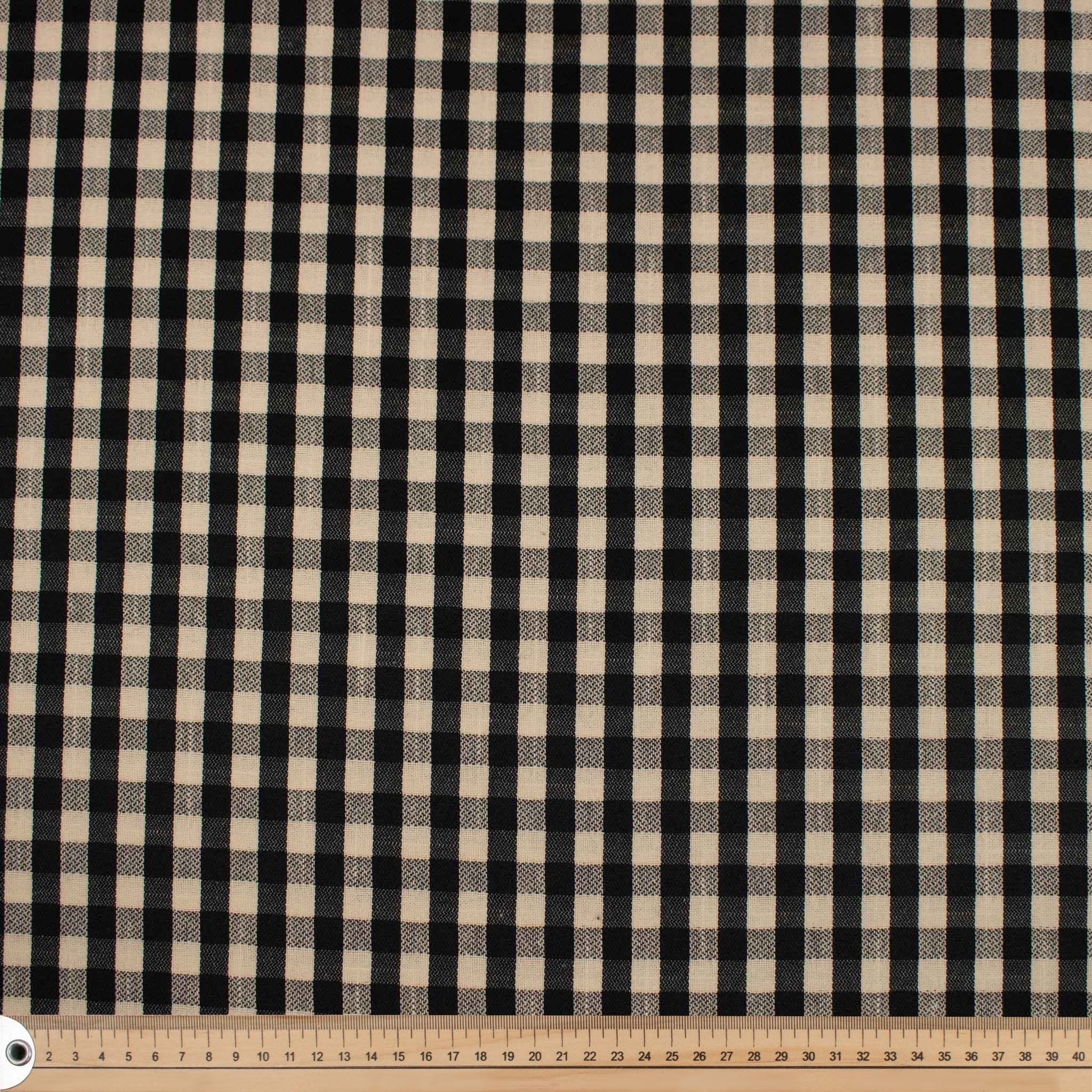 Black Natural Gingham Cotton Canvas