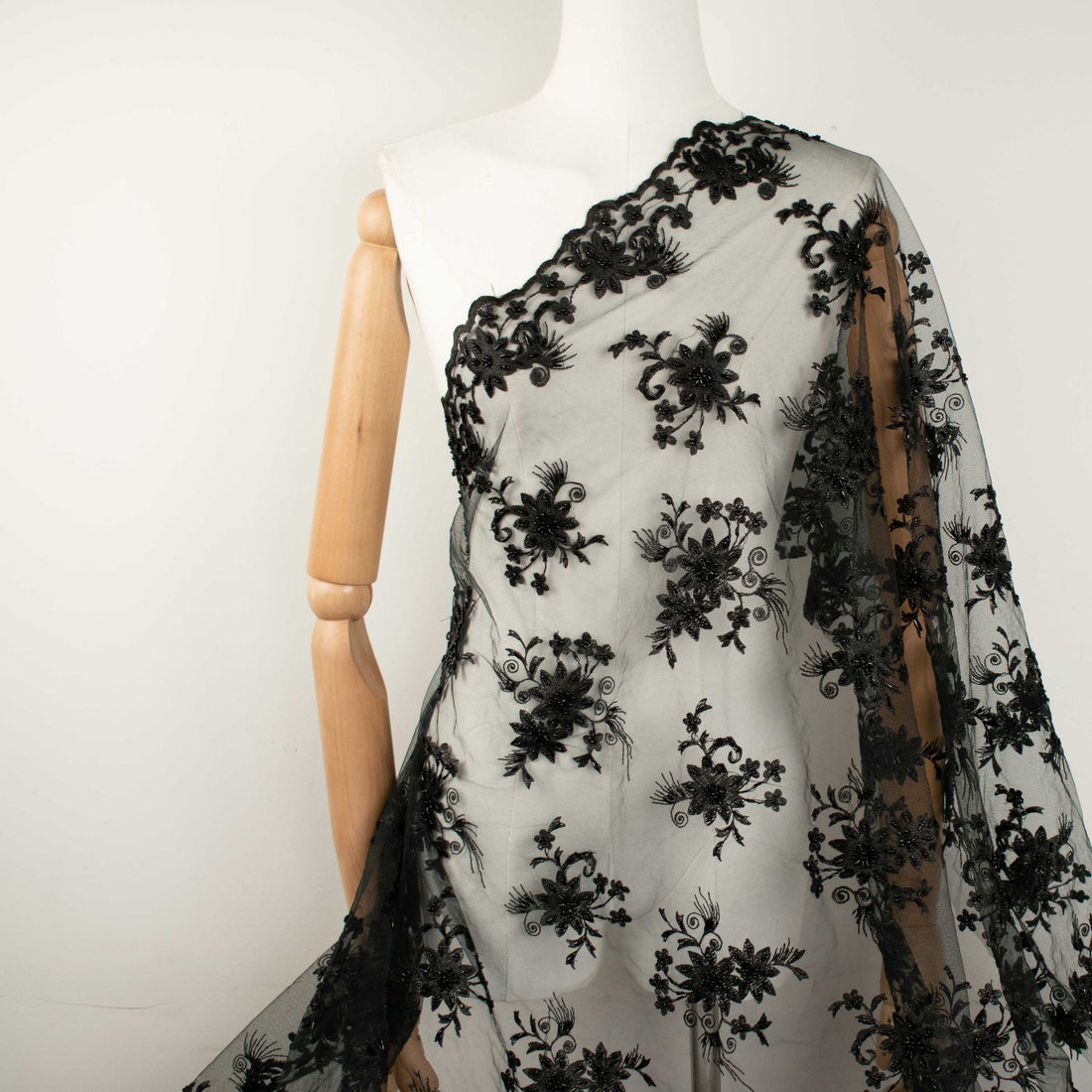 Beaded Embroidered Lace Black