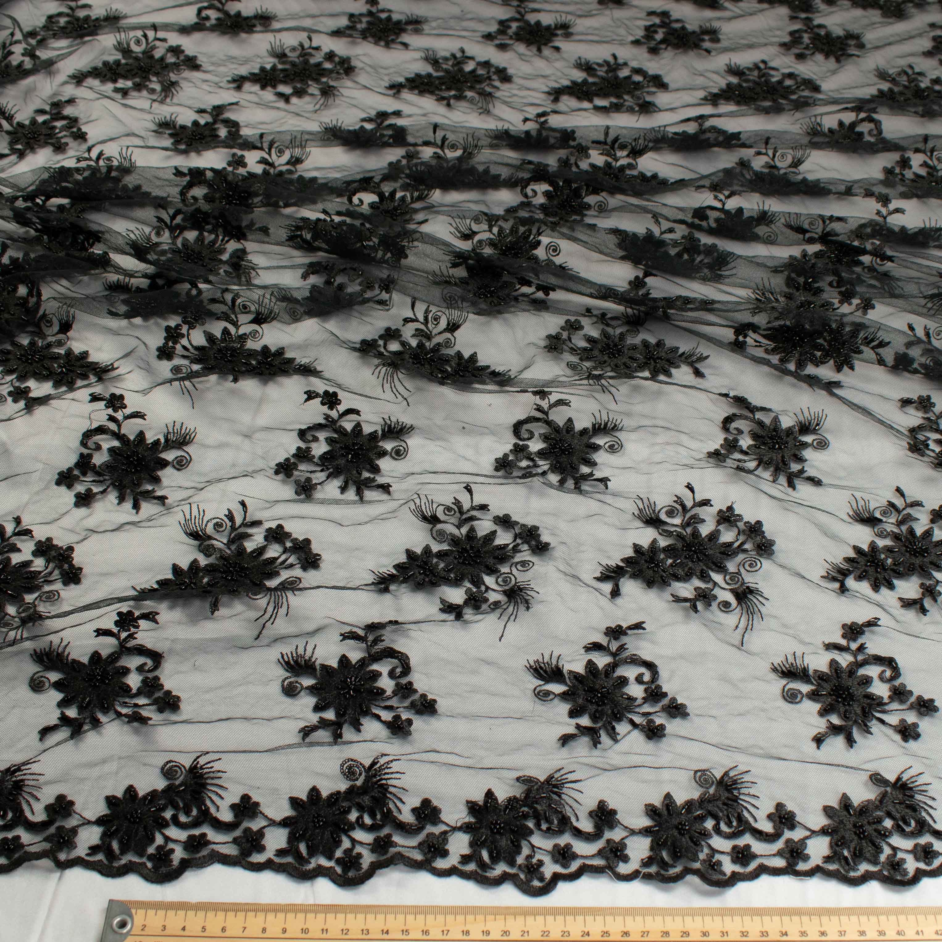 Beaded Embroidered Lace Black