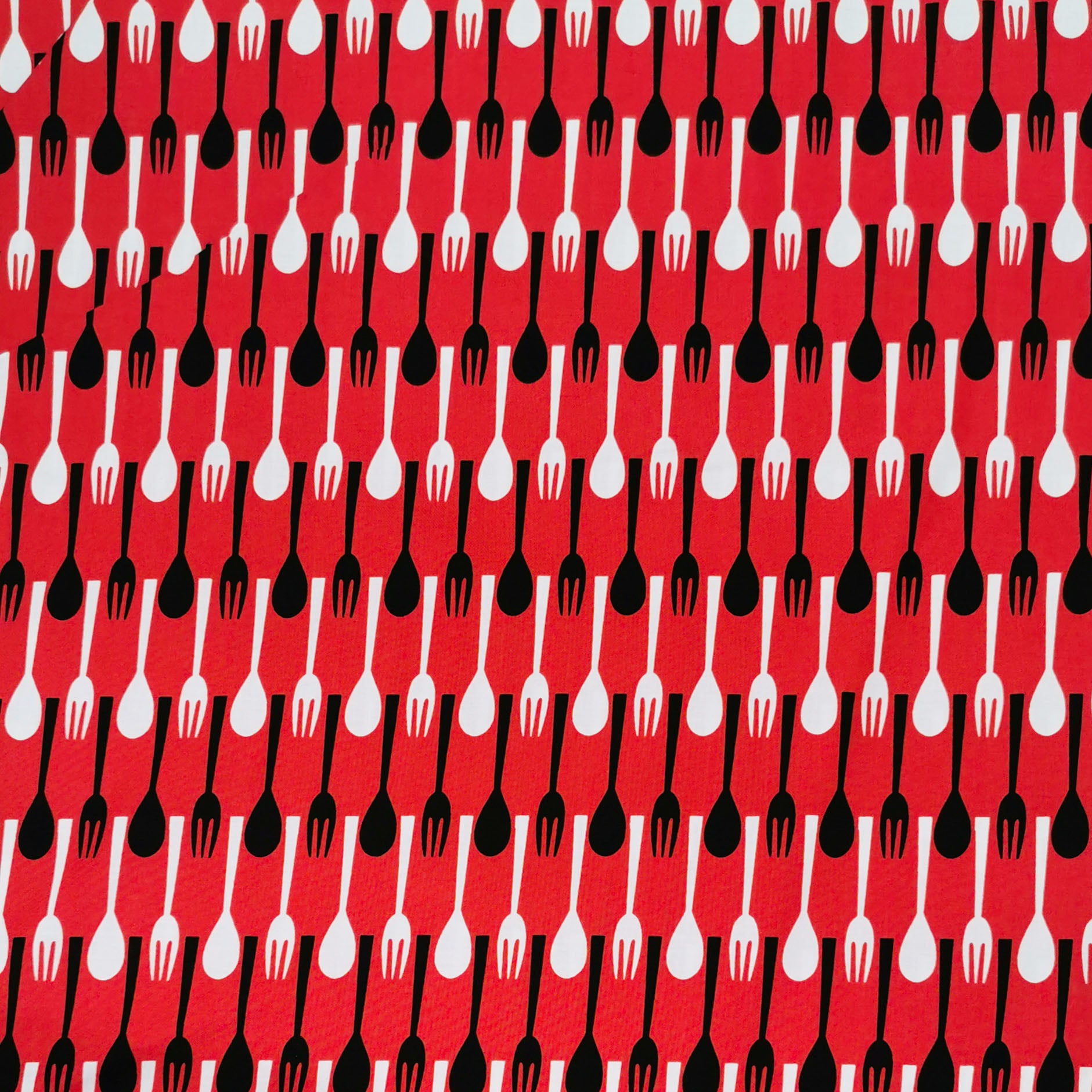 Blank Quilting Fork & Spoon on Red Cotton Prints