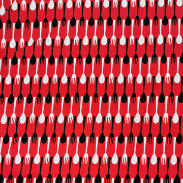 Blank Quilting Fork & Spoon on Red Cotton Prints