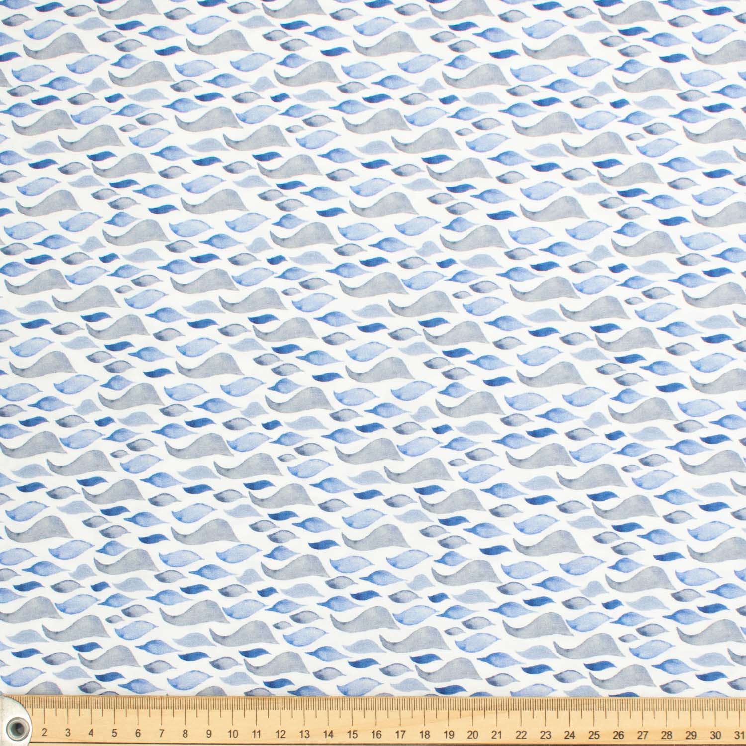 Blue Sea Collection #12 Blue Spindrift on White Cotton Prints