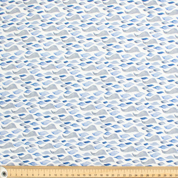 Blue Sea Collection #12 Blue Spindrift on White Cotton Prints