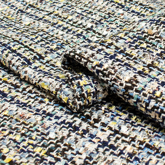 Boucle Tweed Suiting Design GZ-05 White with Blue