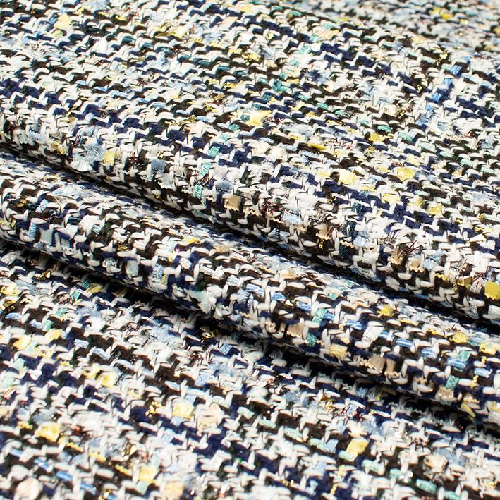 Boucle Tweed Suiting Design GZ-05 White with Blue