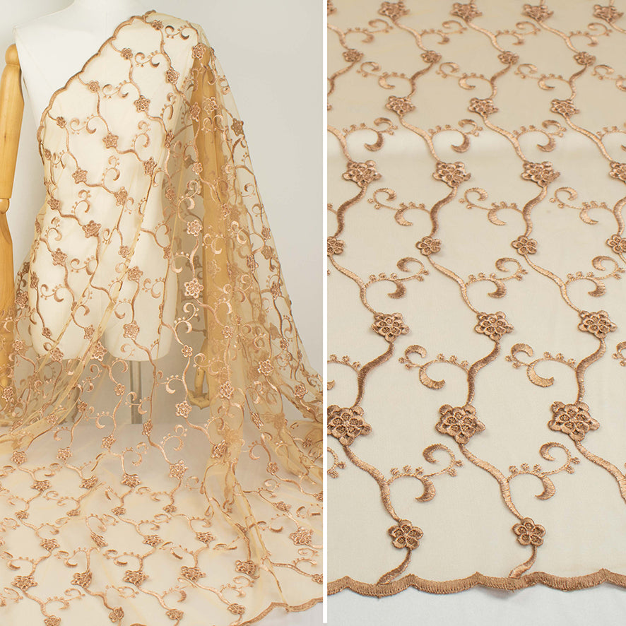 Chantilly French 3D Gold Flower Lace