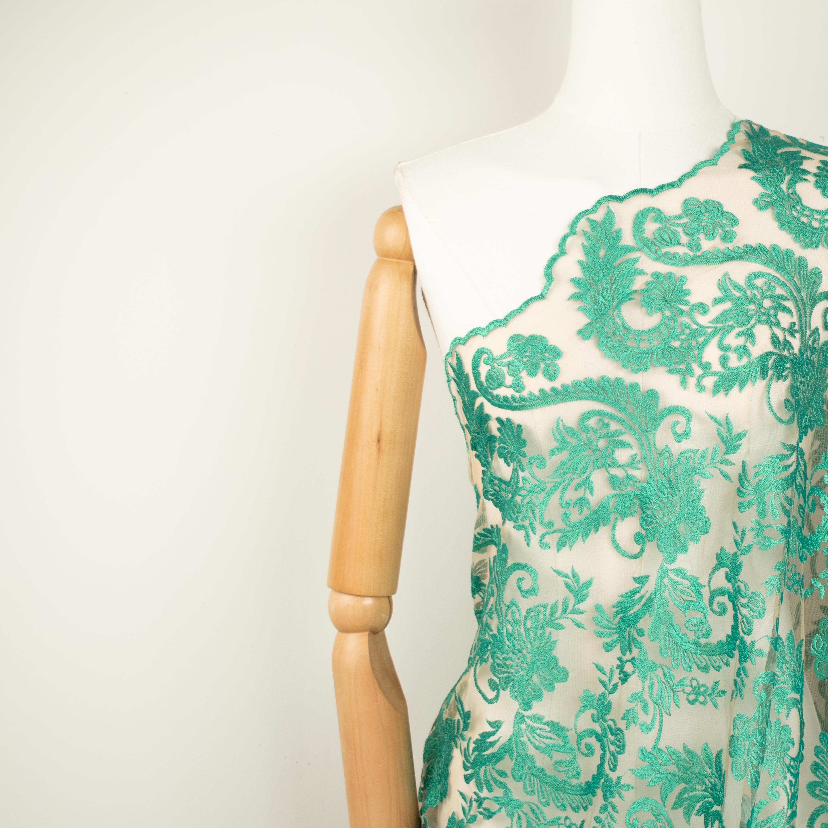 Chantilly French Lace Teal Design-2