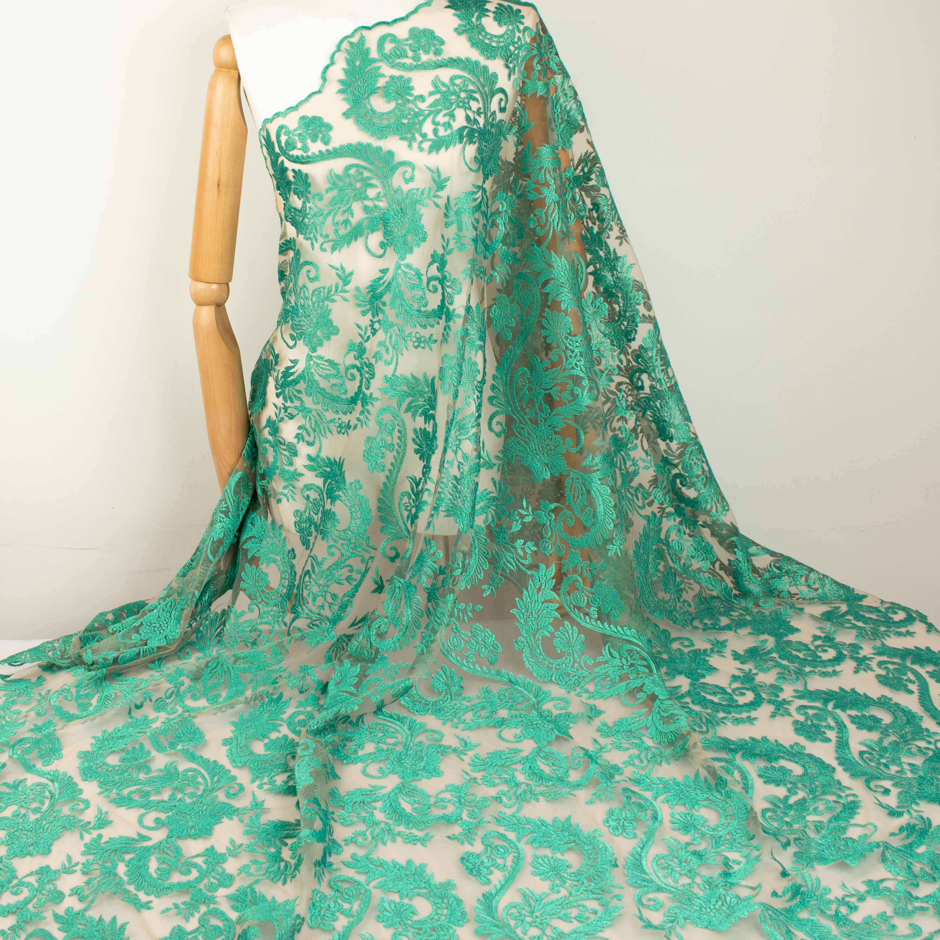 Chantilly French Lace Teal Design-2