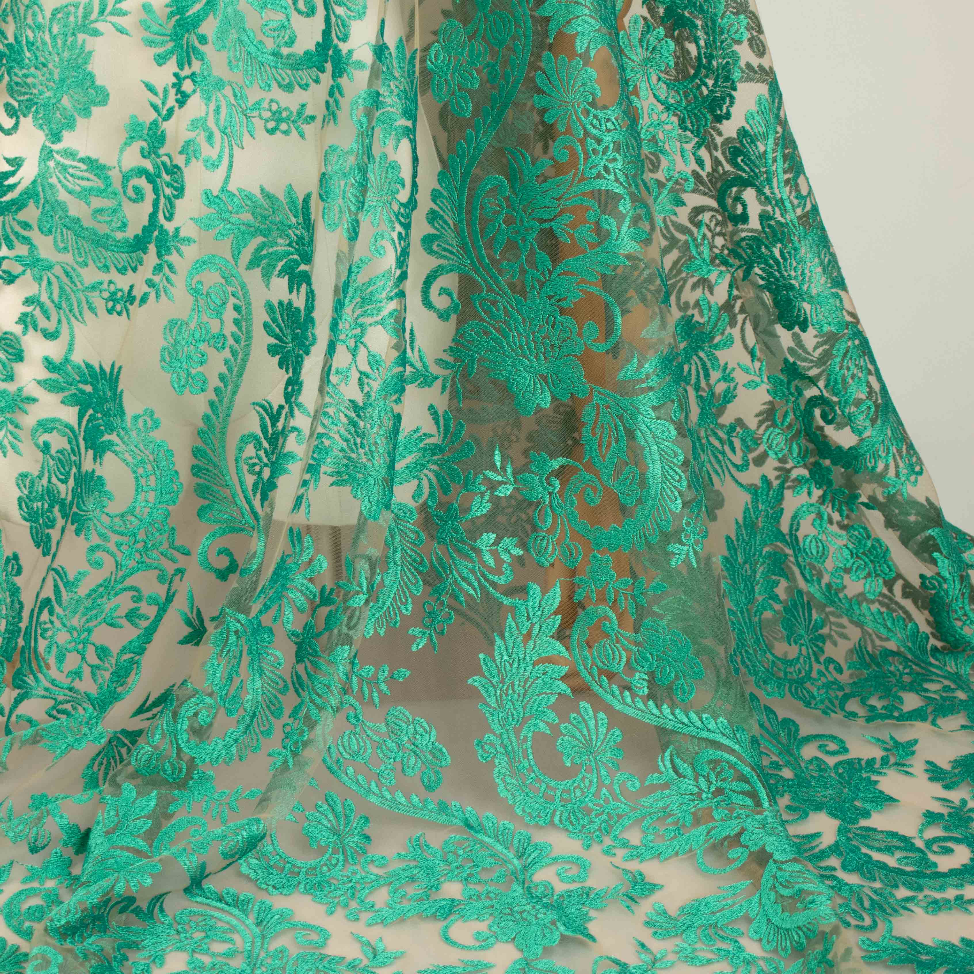 Chantilly French Lace Teal Design-2
