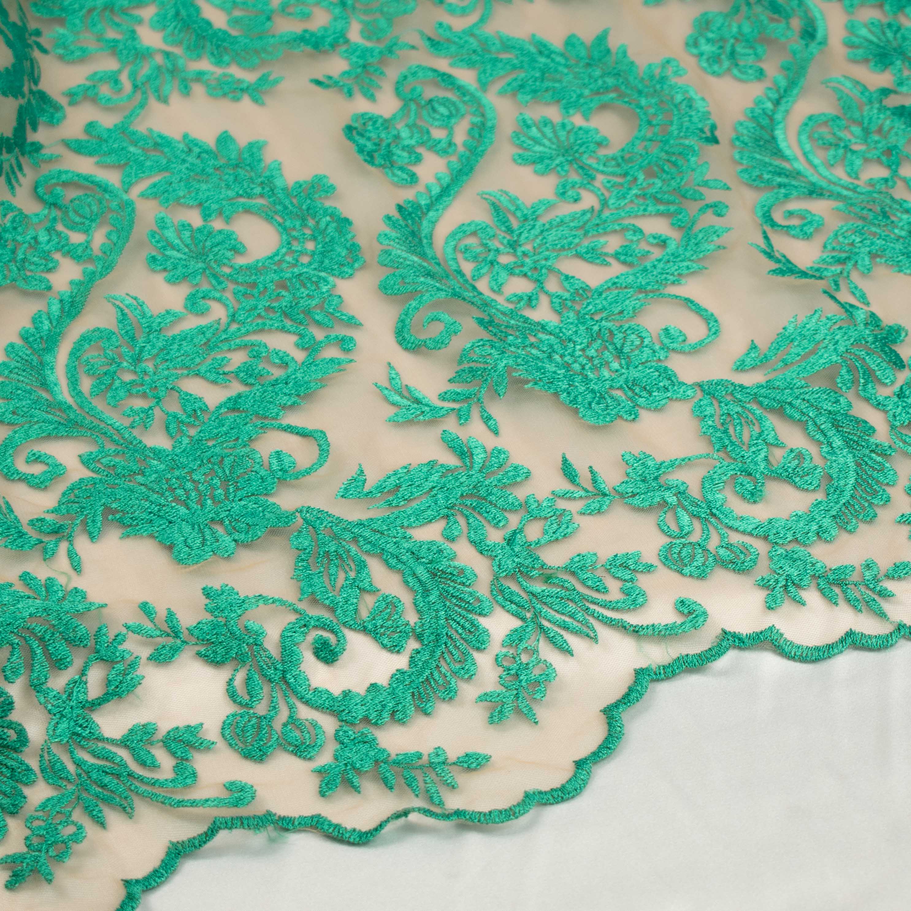 Chantilly French Lace Teal Design-2