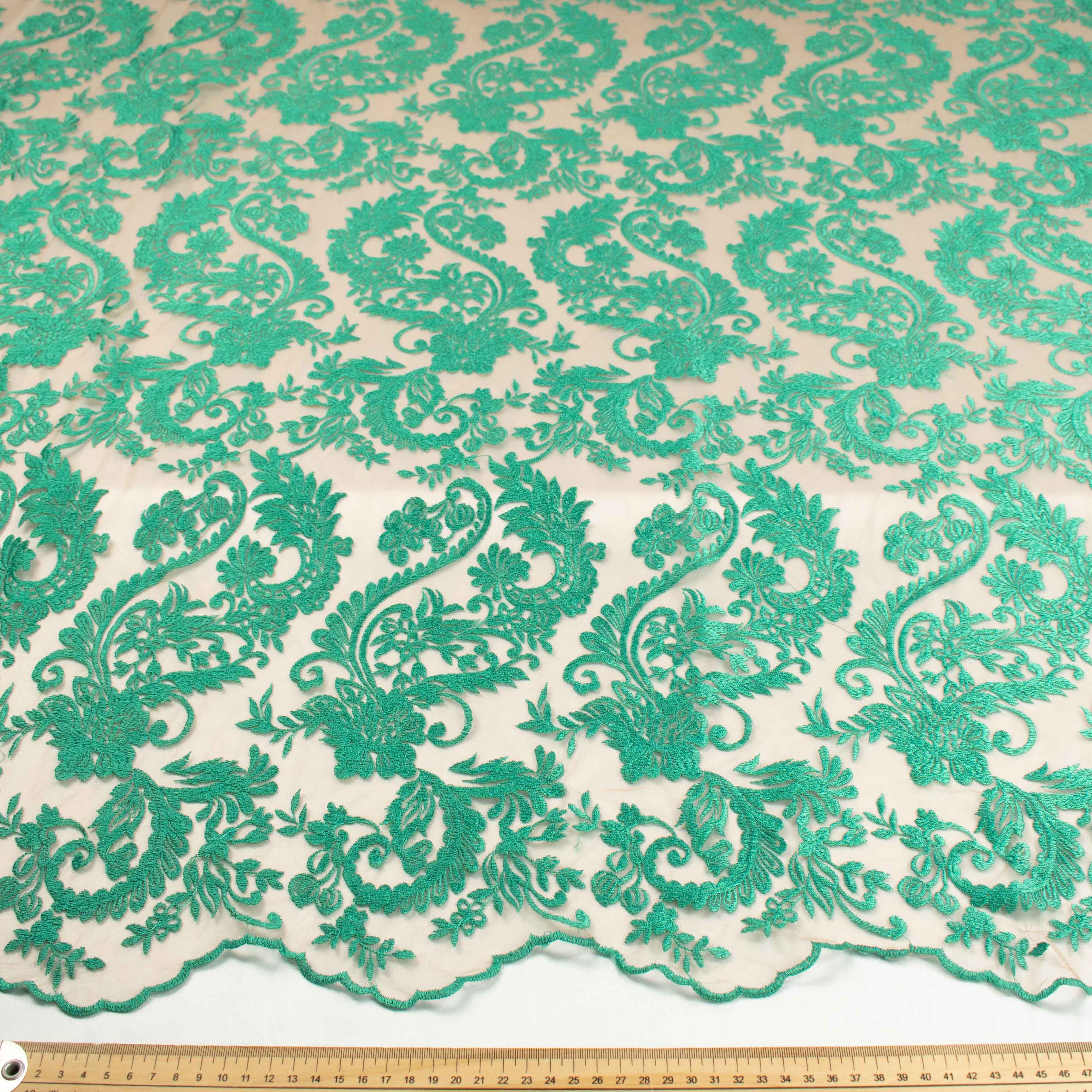 Chantilly French Lace Teal Design-2