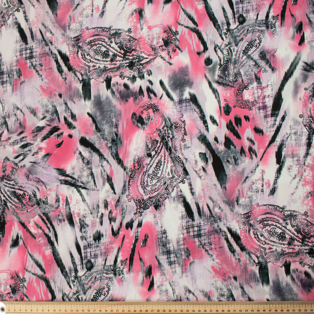 Chirimen Printed Crepe Design-672 Pink & Grey