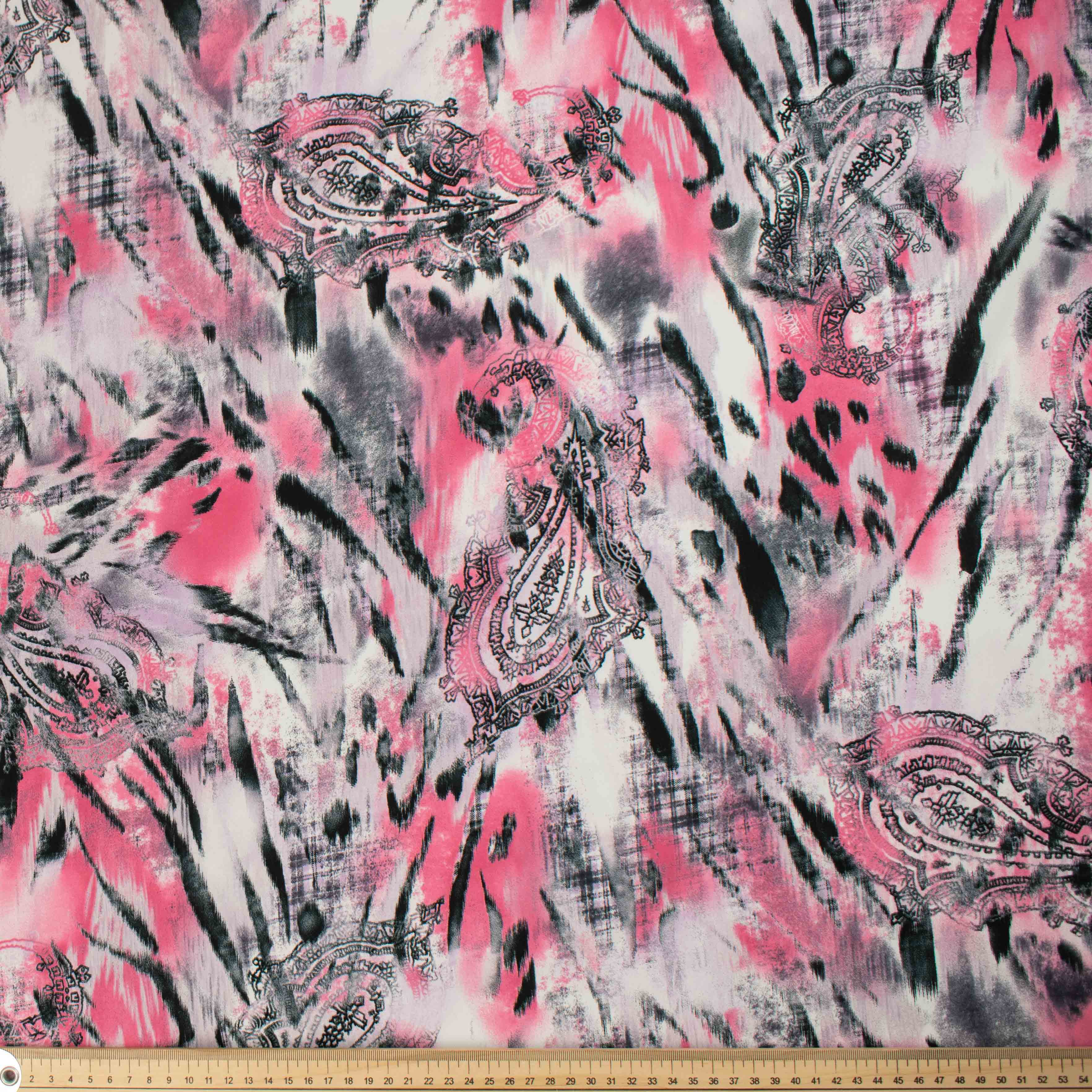 Chirimen Printed Crepe Design-672 Pink & Grey