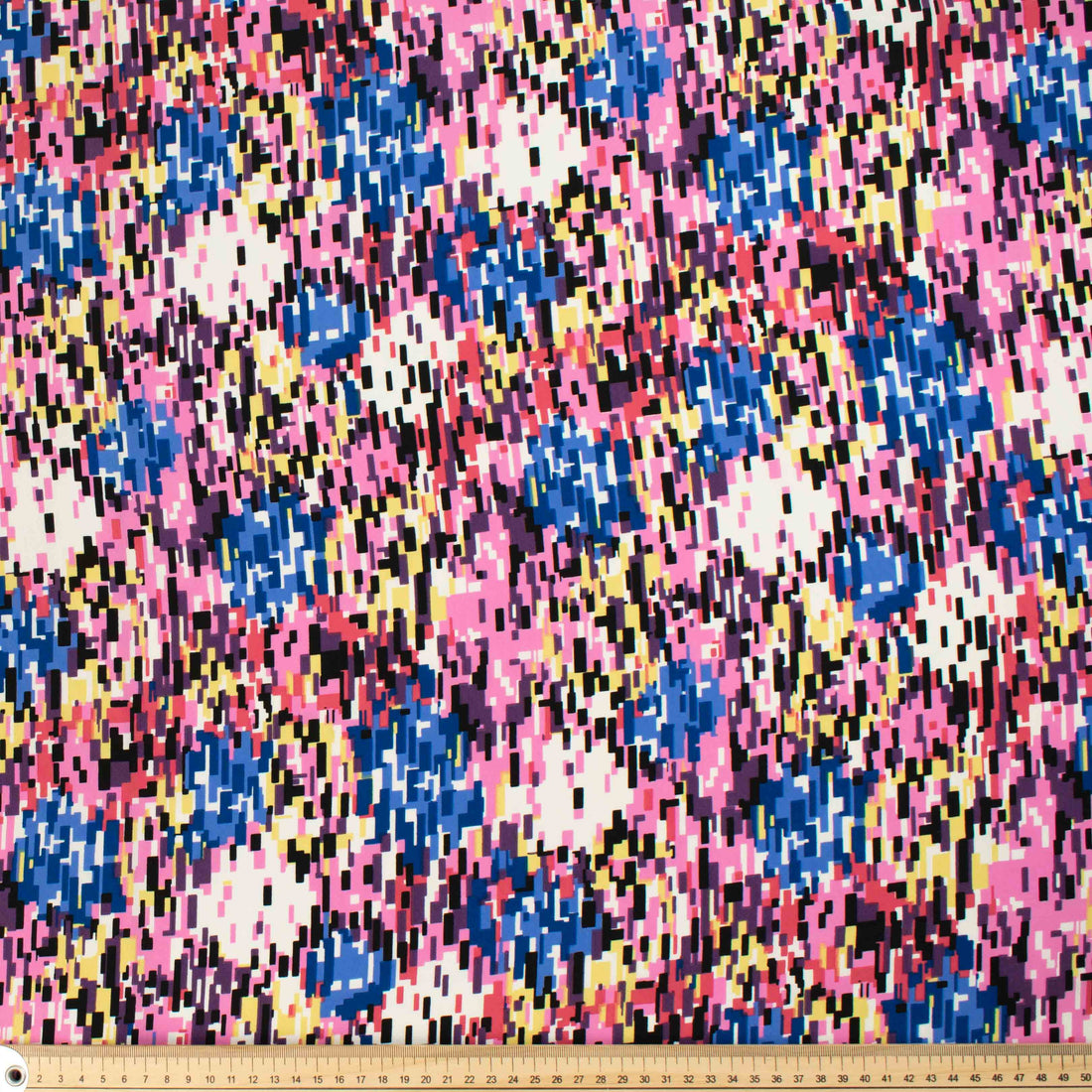 Chirimen Printed Crepe Design-676 Pink & Blue Mosaic