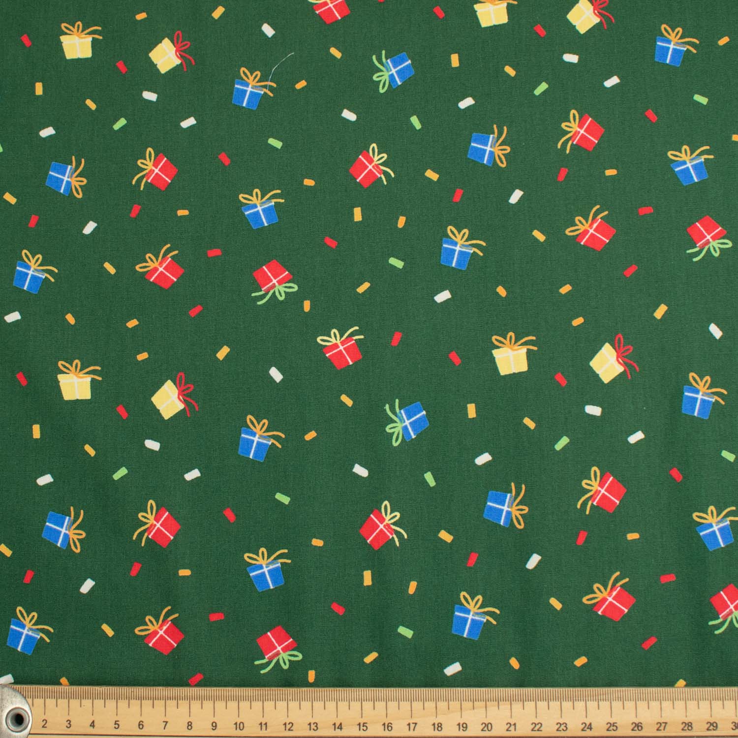 Christmas Cotton Prints Gift Box on Green