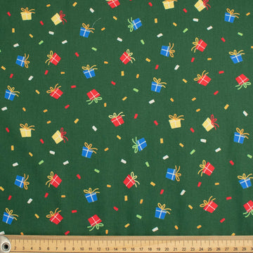 Christmas Cotton Prints Gift Box on Green