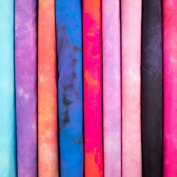 Cloudy Marble Collection #11 Purple & Navy Watercolour Shading Cotton Prints