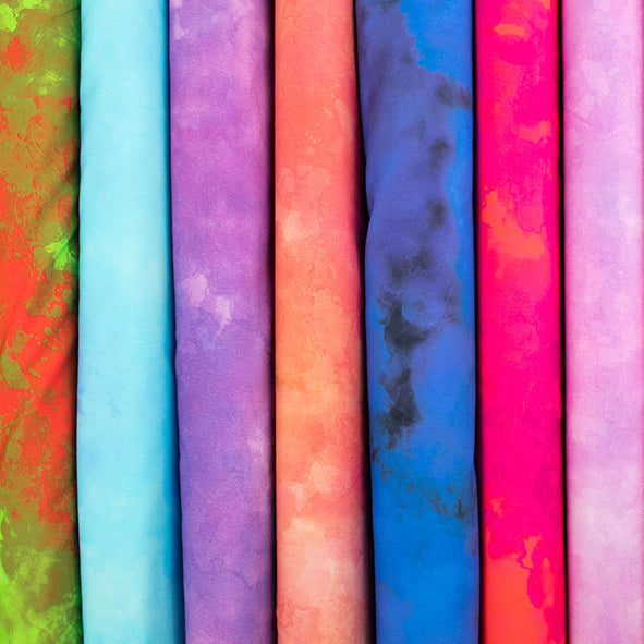 Cloudy Marble Collection #15 Red & Green Watercolour Shading Cotton Prints