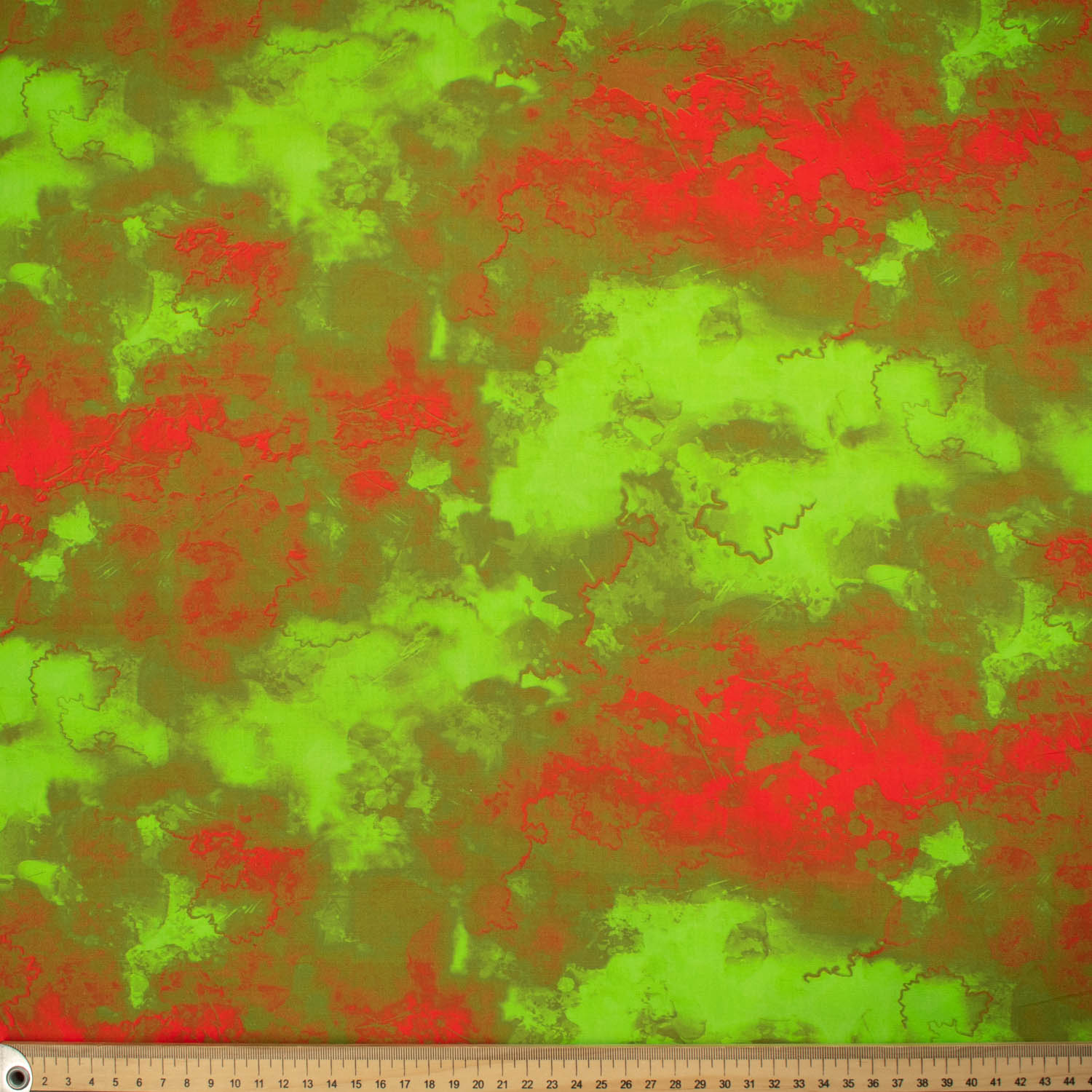 Cloudy Marble Collection #15 Red & Green Watercolour Shading Cotton Prints