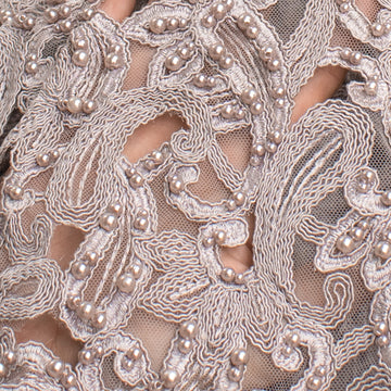 Corded Cutwork Beaded Lace Oyster Pearl