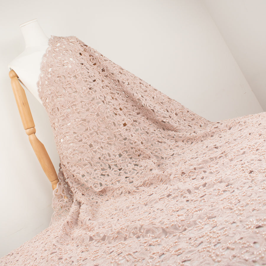 Corded Cutwork Beaded Lace Dusty Pink