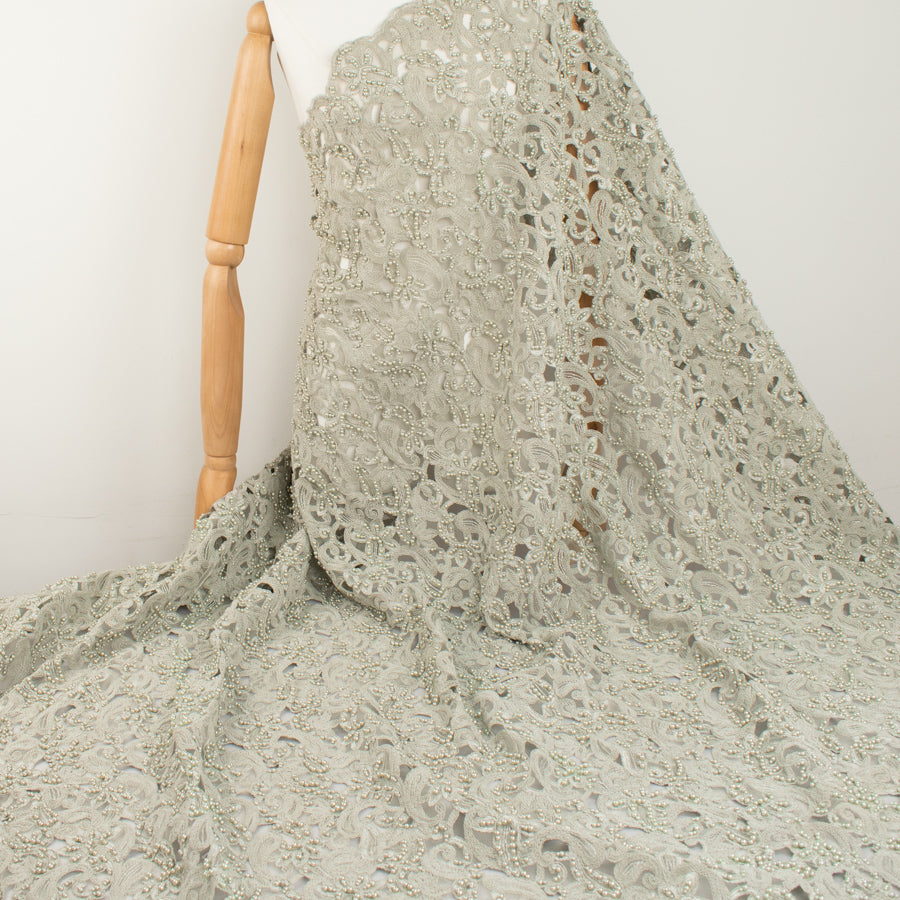 Corded Cutwork Beaded Lace Sage