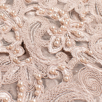 Corded Cutwork Beaded Lace Dusty Pink