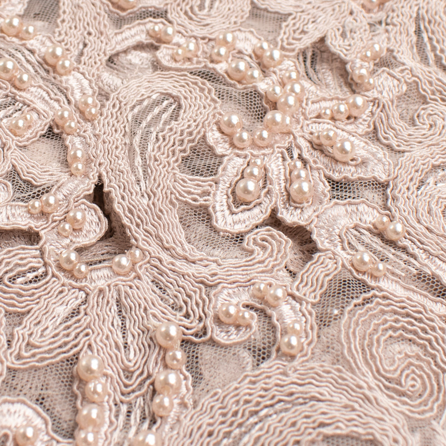 Corded Cutwork Beaded Lace Dusty Pink