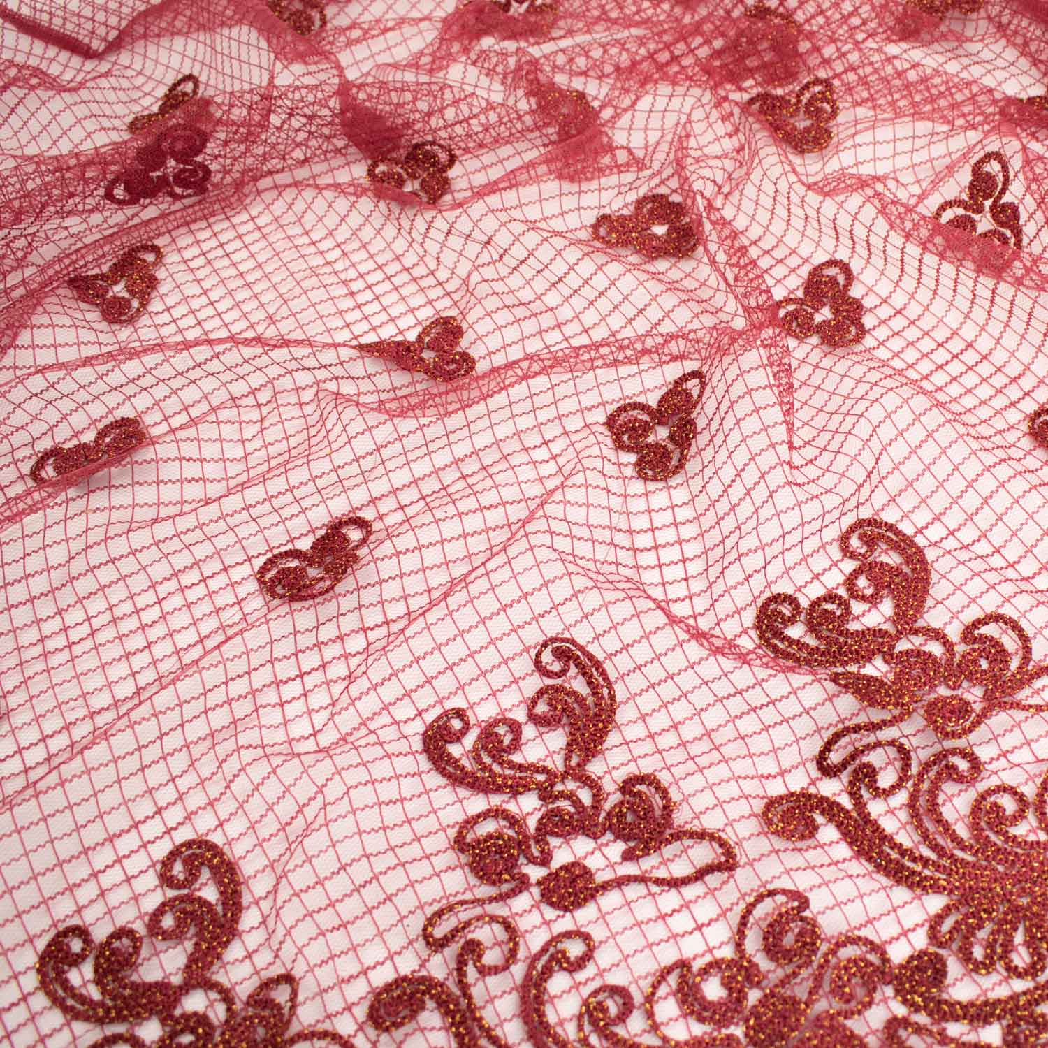 Corded Embroidered Flower Lace Mesh