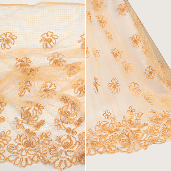 Corded Embroidered Flower Lace Mesh