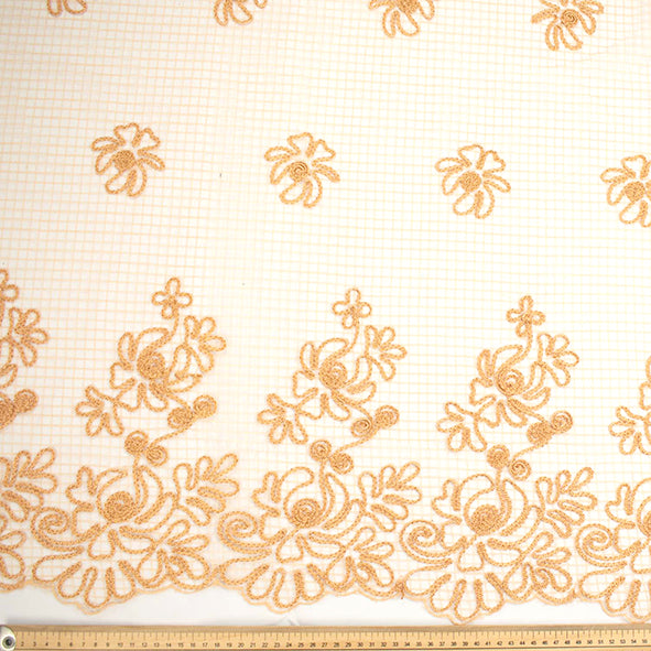 Corded Embroidered Flower Lace Mesh