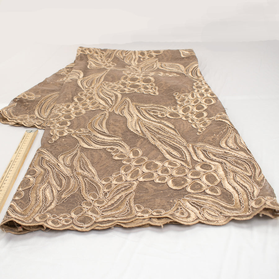 Corded Sequin Chantilly Lace Latte